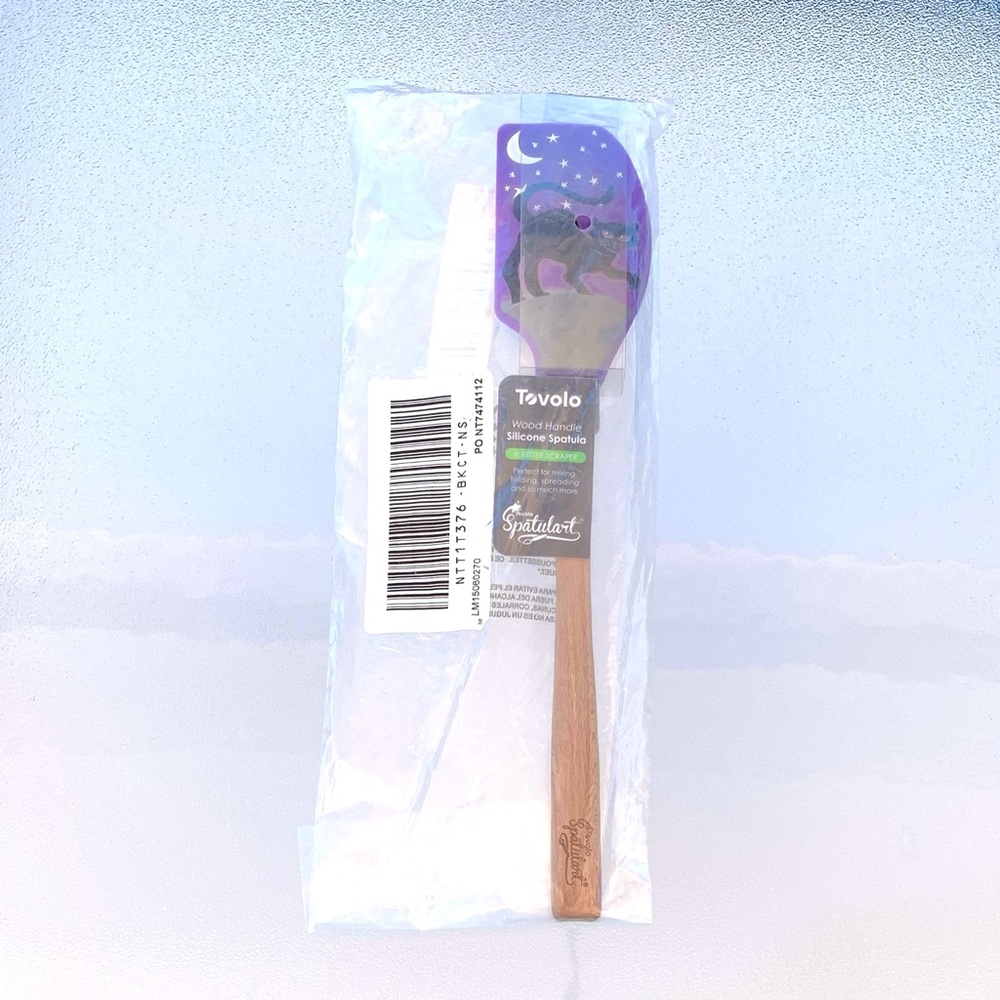NEW Tovolo Spatulart 12.5" Silicone Black Cat Spatula with Wooden Handle - Picture 3 of 4